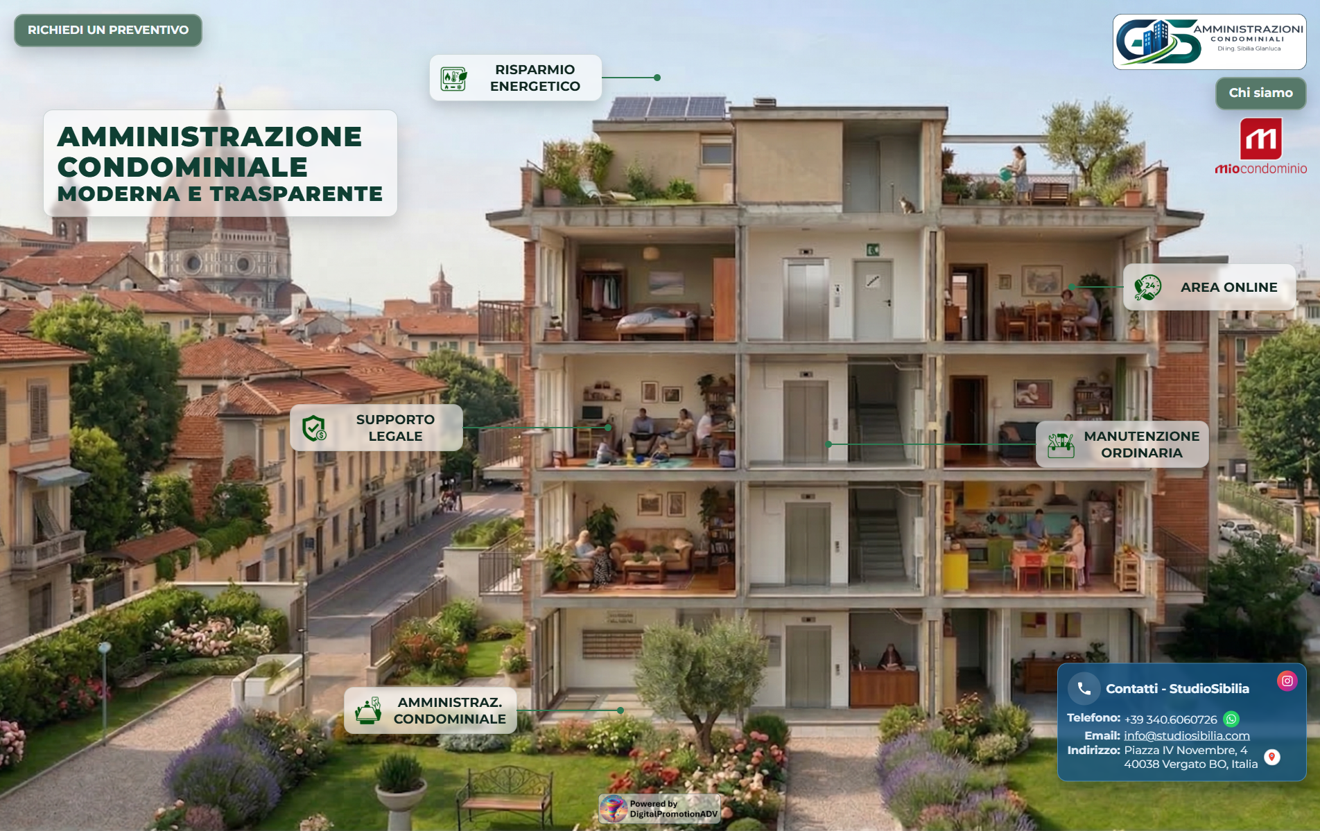 Screenshot del sito realizzato per Studio Sibilia